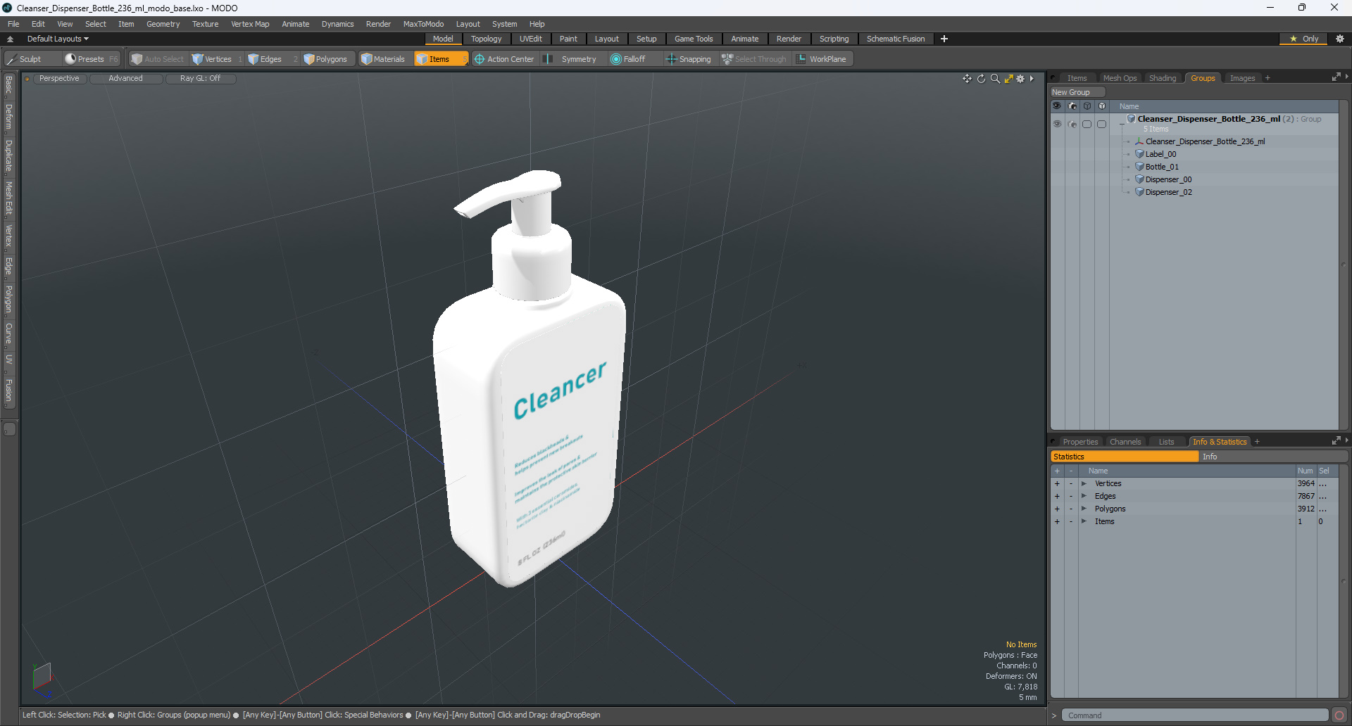 Cleanser Dispenser Bottle 236 ml 3D