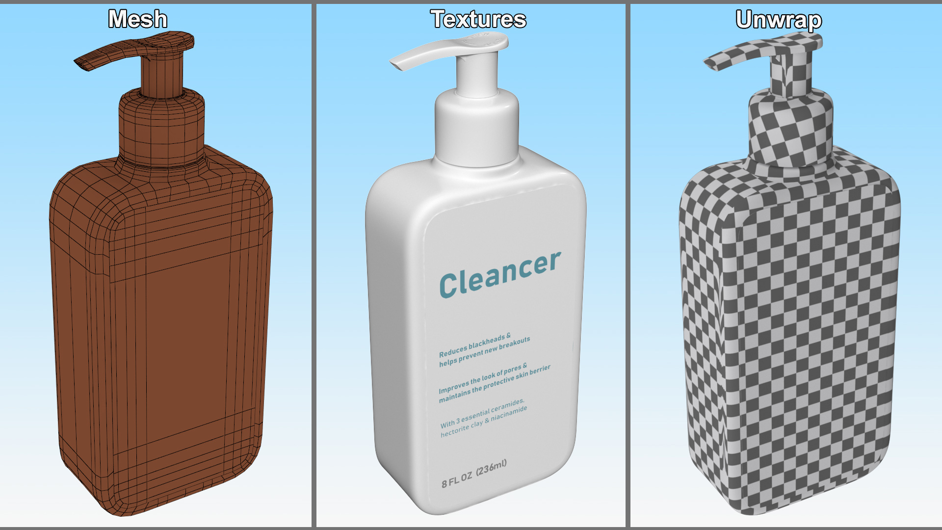 Cleanser Dispenser Bottle 236 ml 3D