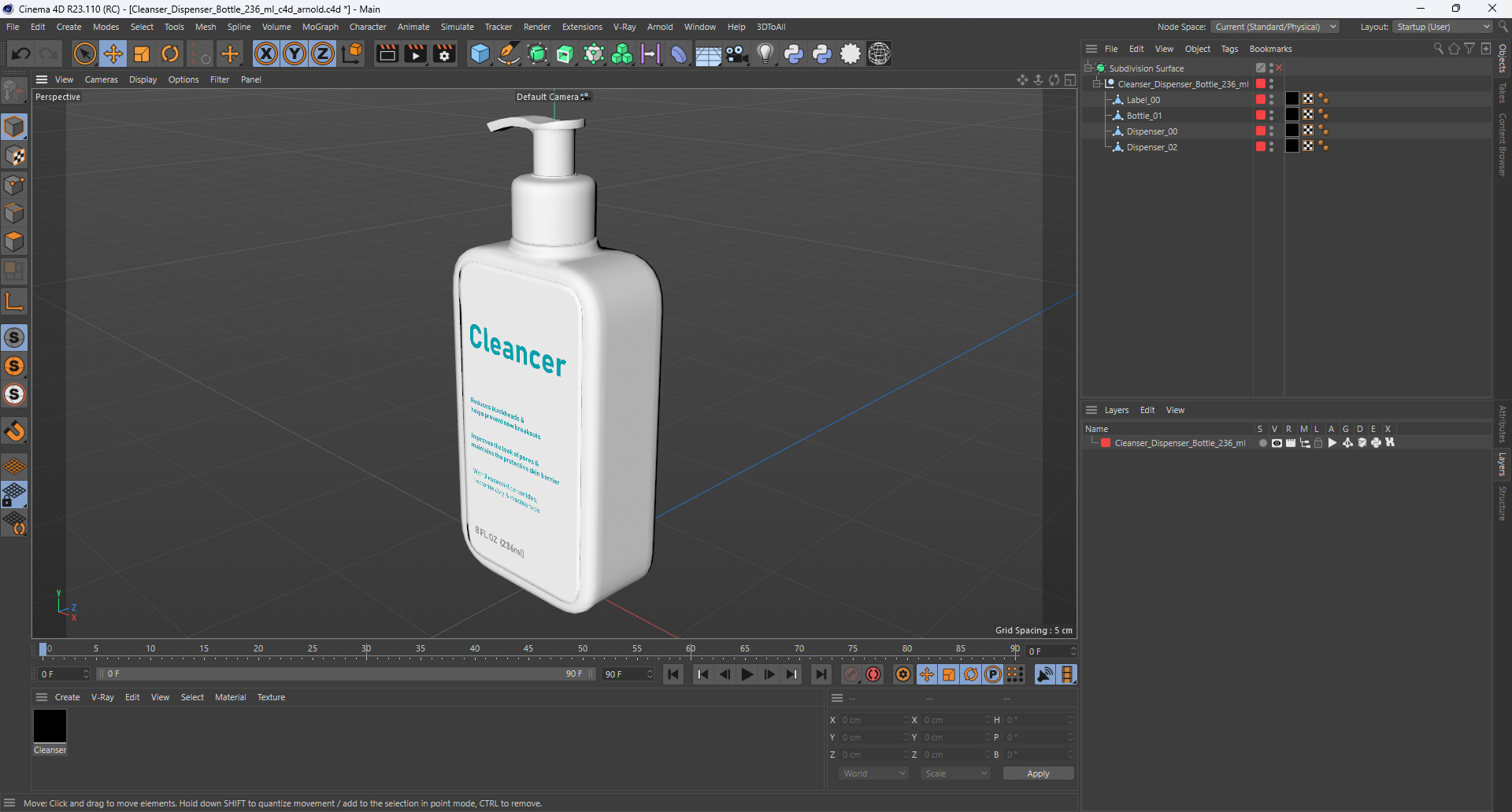 Cleanser Dispenser Bottle 236 ml 3D