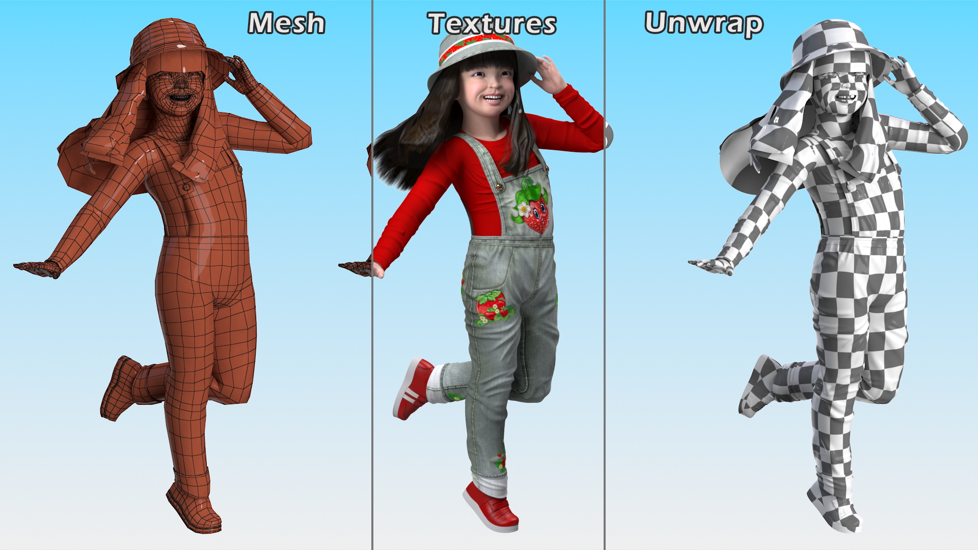3D Girl Child in Street Wear Dancing model