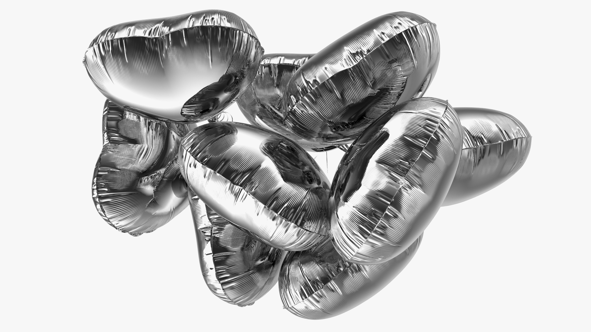 3D Bouquet of Silver Heart Balloons with Gift Box
