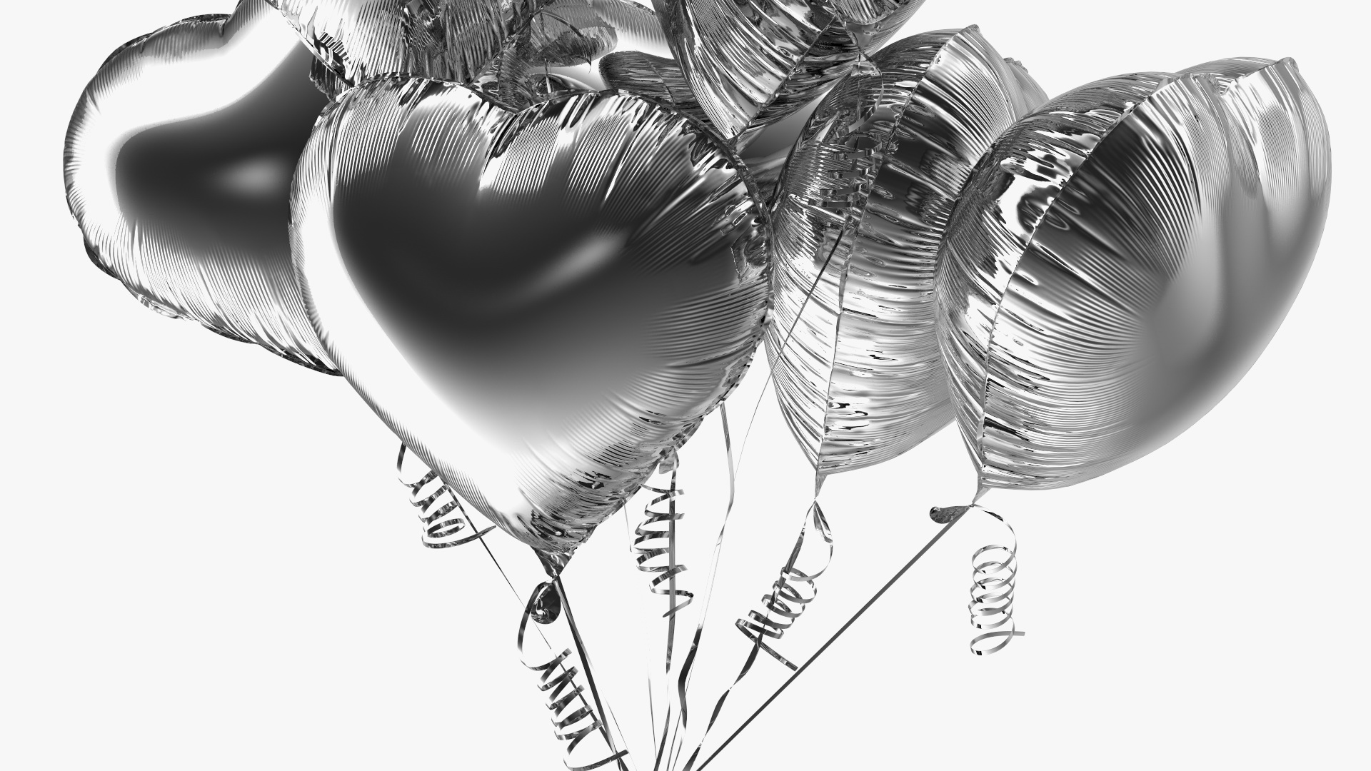 3D Bouquet of Silver Heart Balloons with Gift Box