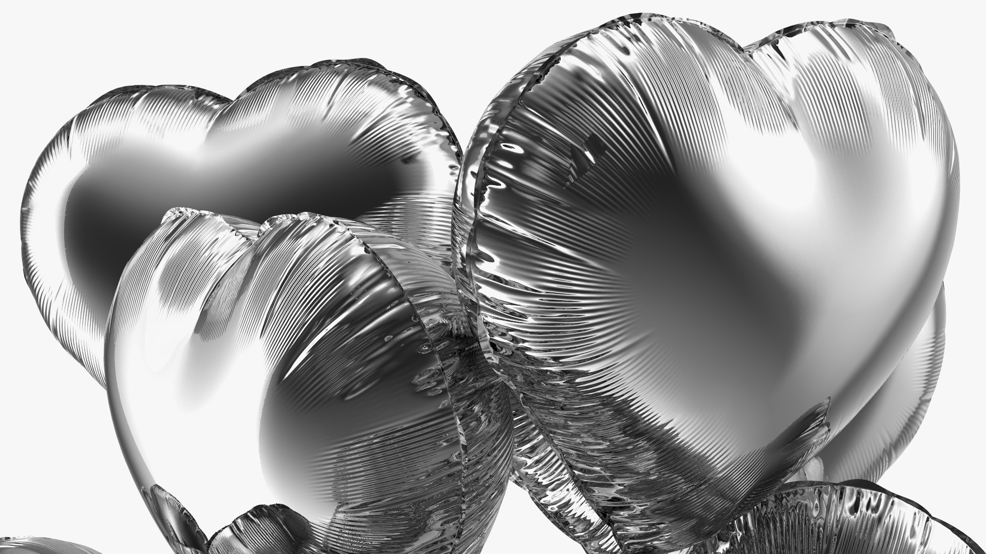 3D Bouquet of Silver Heart Balloons with Gift Box