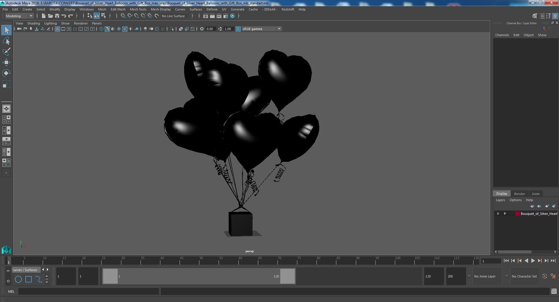 3D Bouquet of Silver Heart Balloons with Gift Box