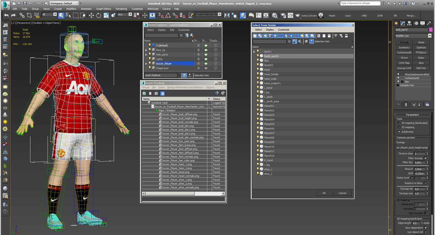 Soccer or Football Player Manchester United Rigged 2 3D