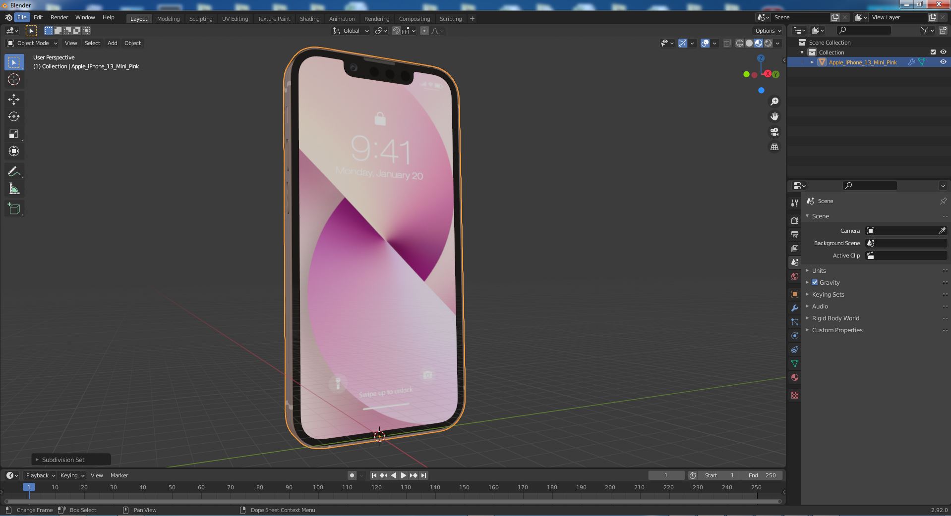 3D model Apple iPhone 13 Mini Pink