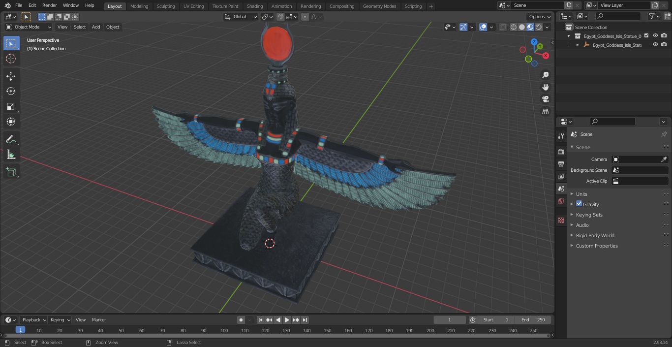 3D model Egypt Goddess Isis Statue