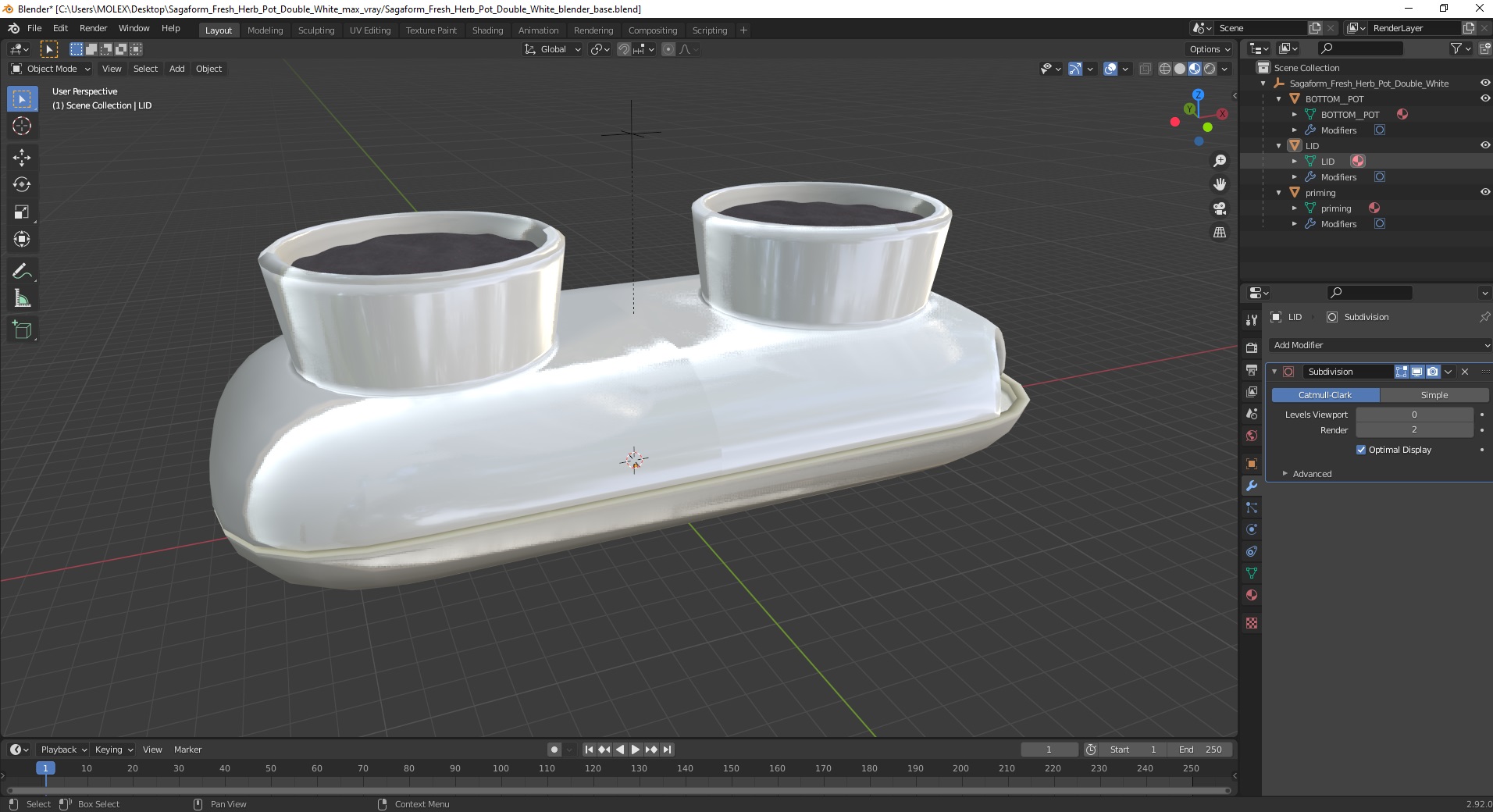 3D Sagaform Fresh Herb Pot Double White