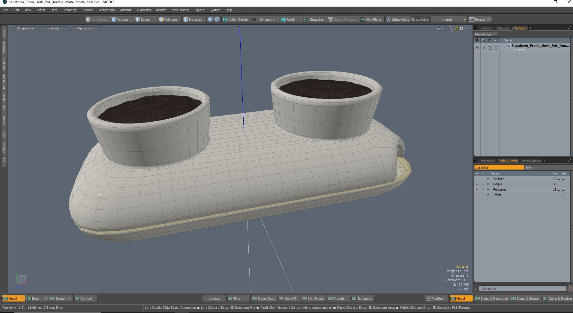 3D Sagaform Fresh Herb Pot Double White