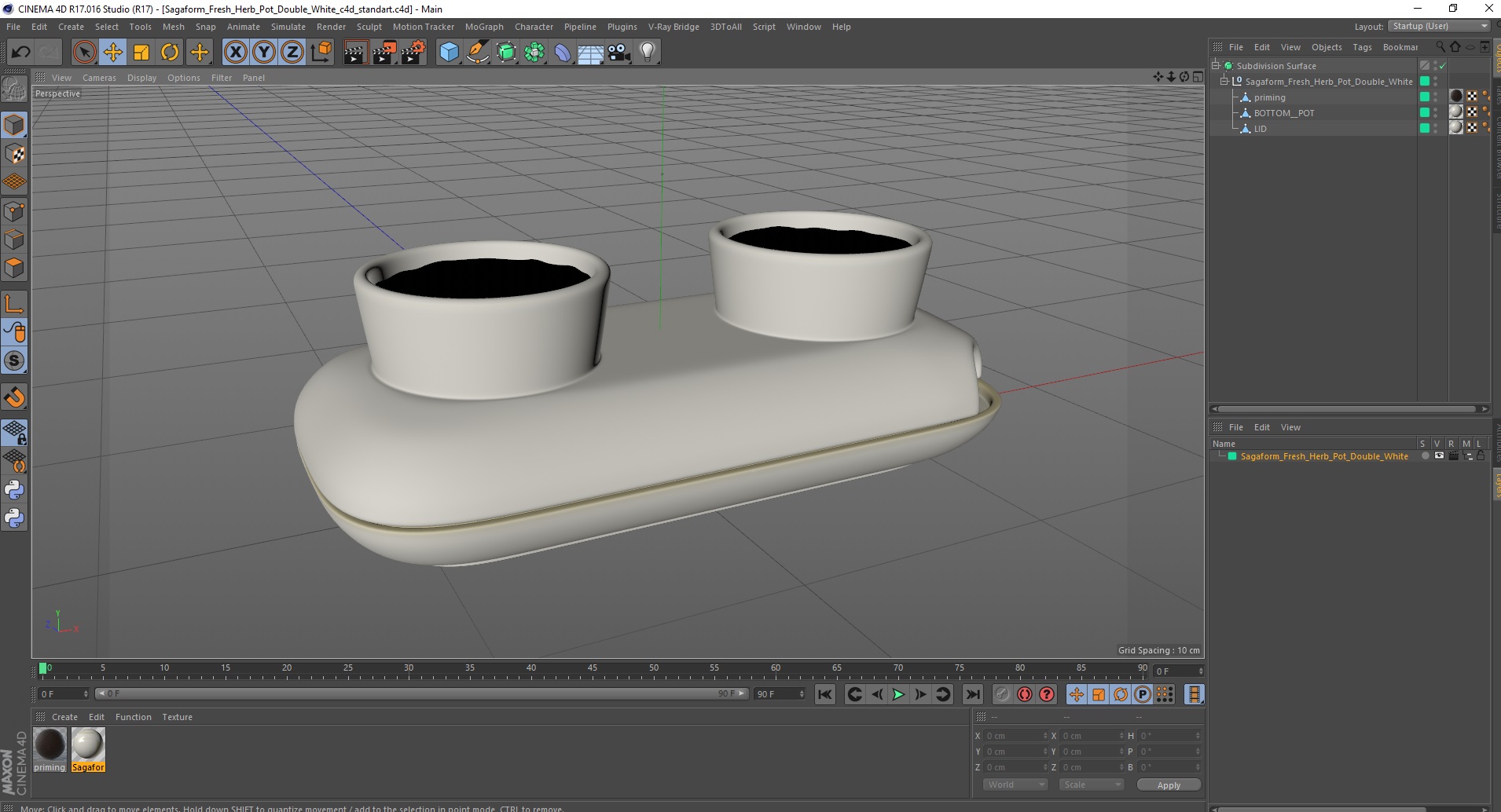 3D Sagaform Fresh Herb Pot Double White