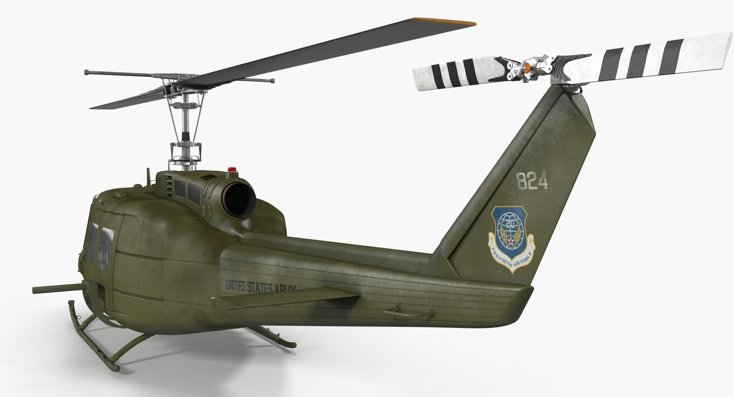 3D Military Utility Helicopter Bell UH 1 Iroquois Rigged model