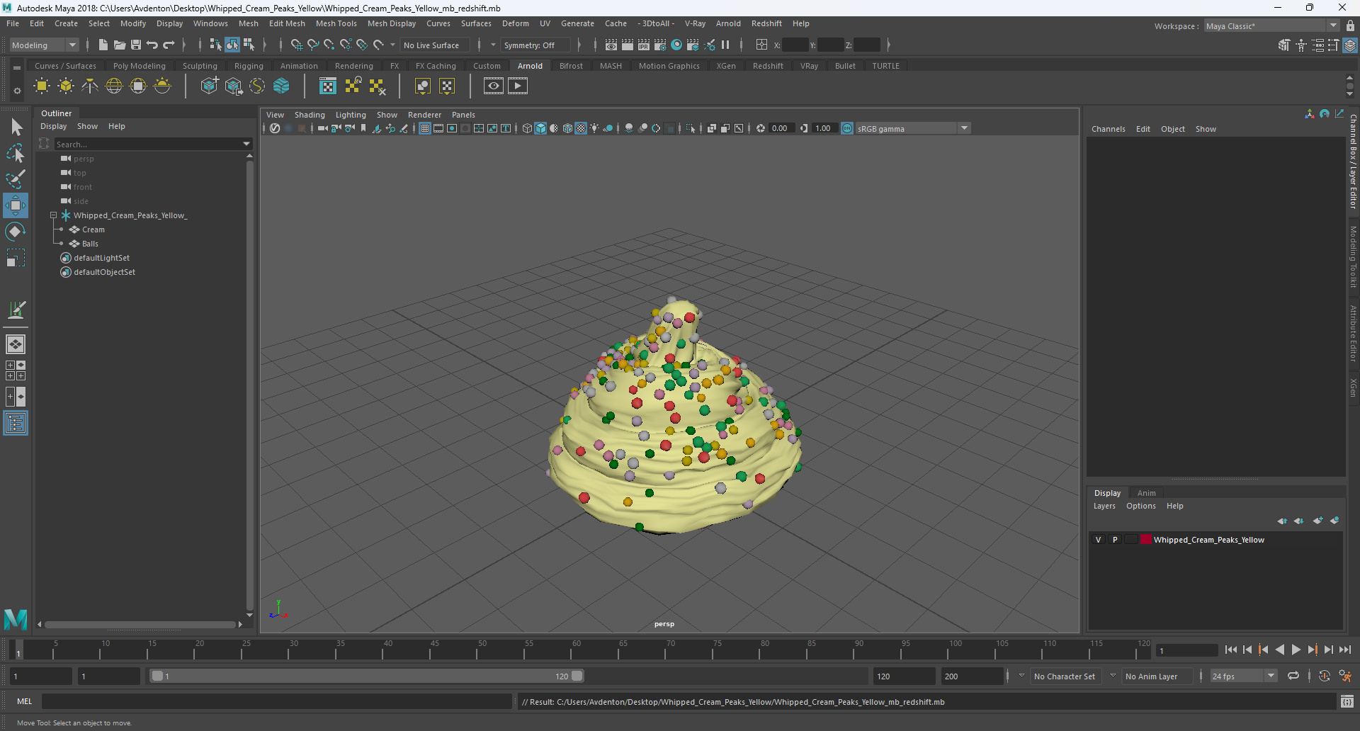 3D Whipped Cream Peaks Yellow