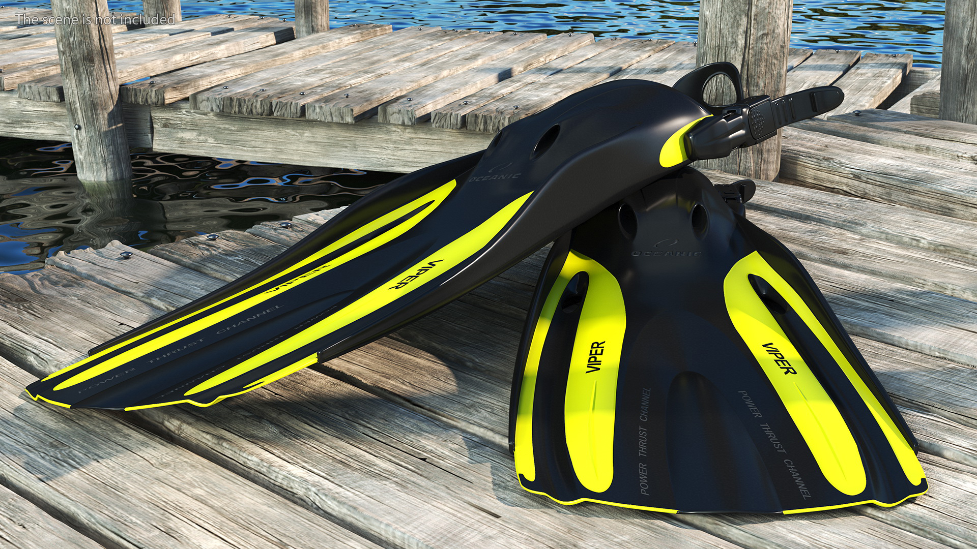 3D Oceanic Viper Open Heel Fins model