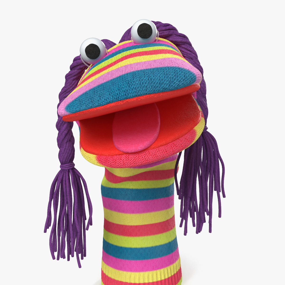 3D model Striped Sock Puppet Girl Rigged for Maya