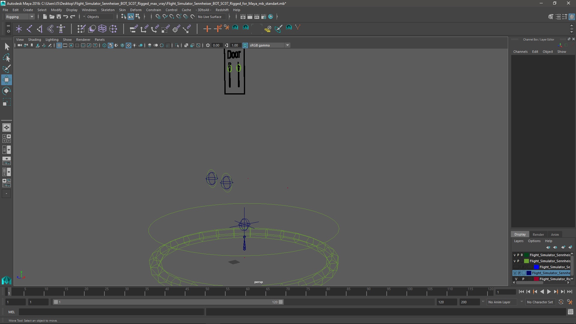 Flight Simulator Sennheiser BOT SC07 Rigged for Maya 3D