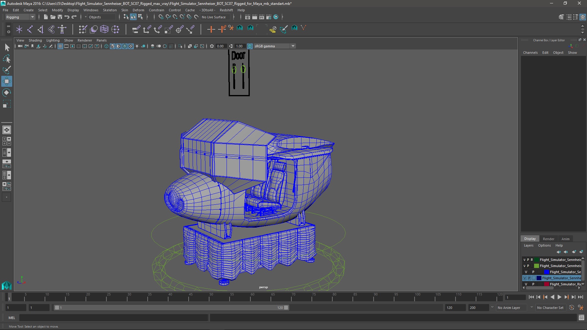 Flight Simulator Sennheiser BOT SC07 Rigged for Maya 3D