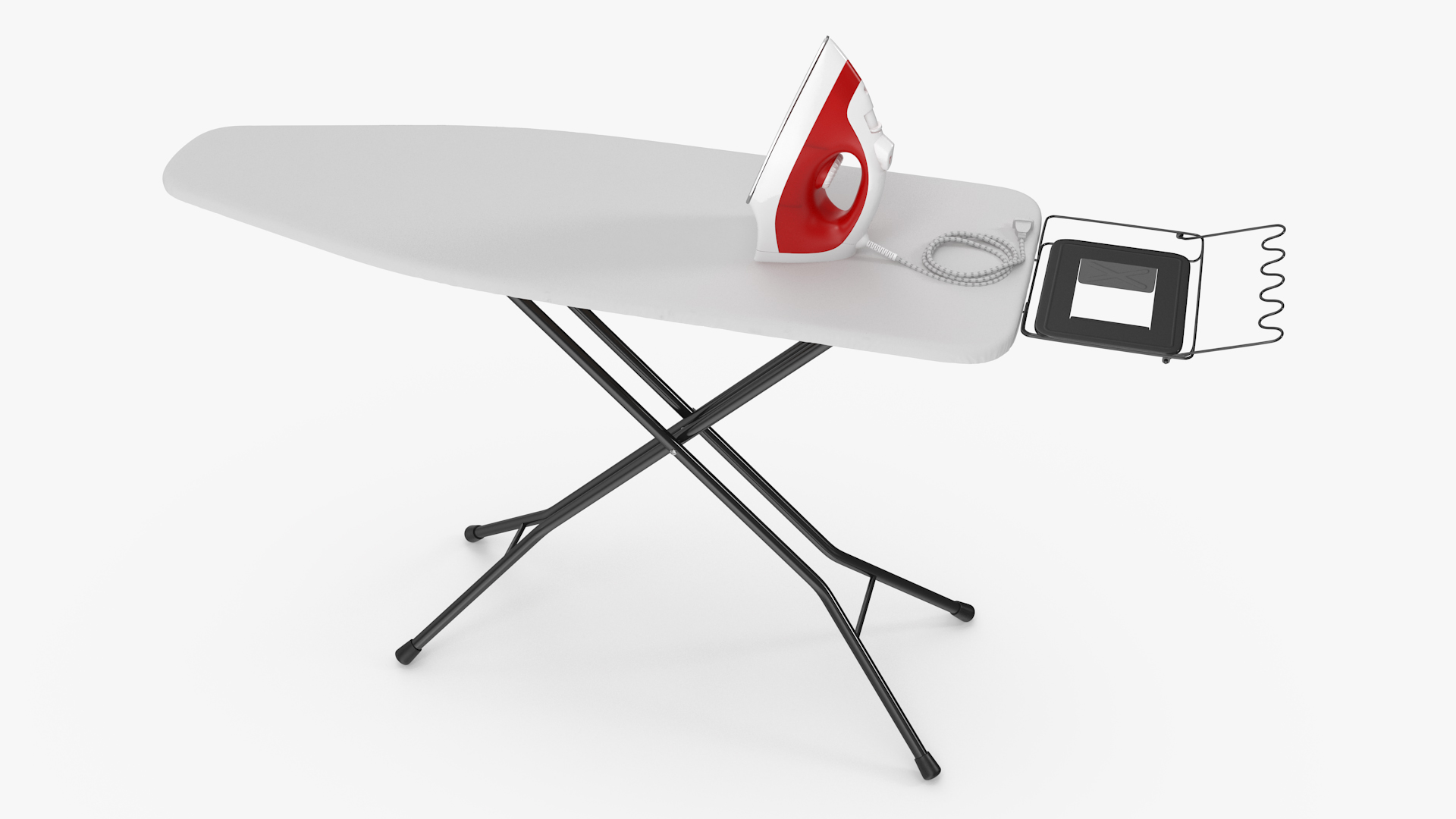 Red Electric Iron on Ironing Board 3D model