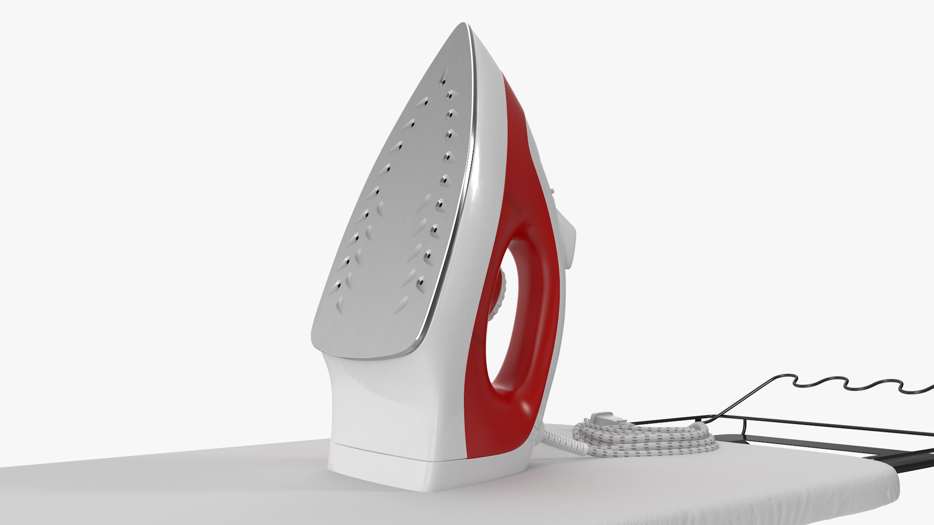 Red Electric Iron on Ironing Board 3D model