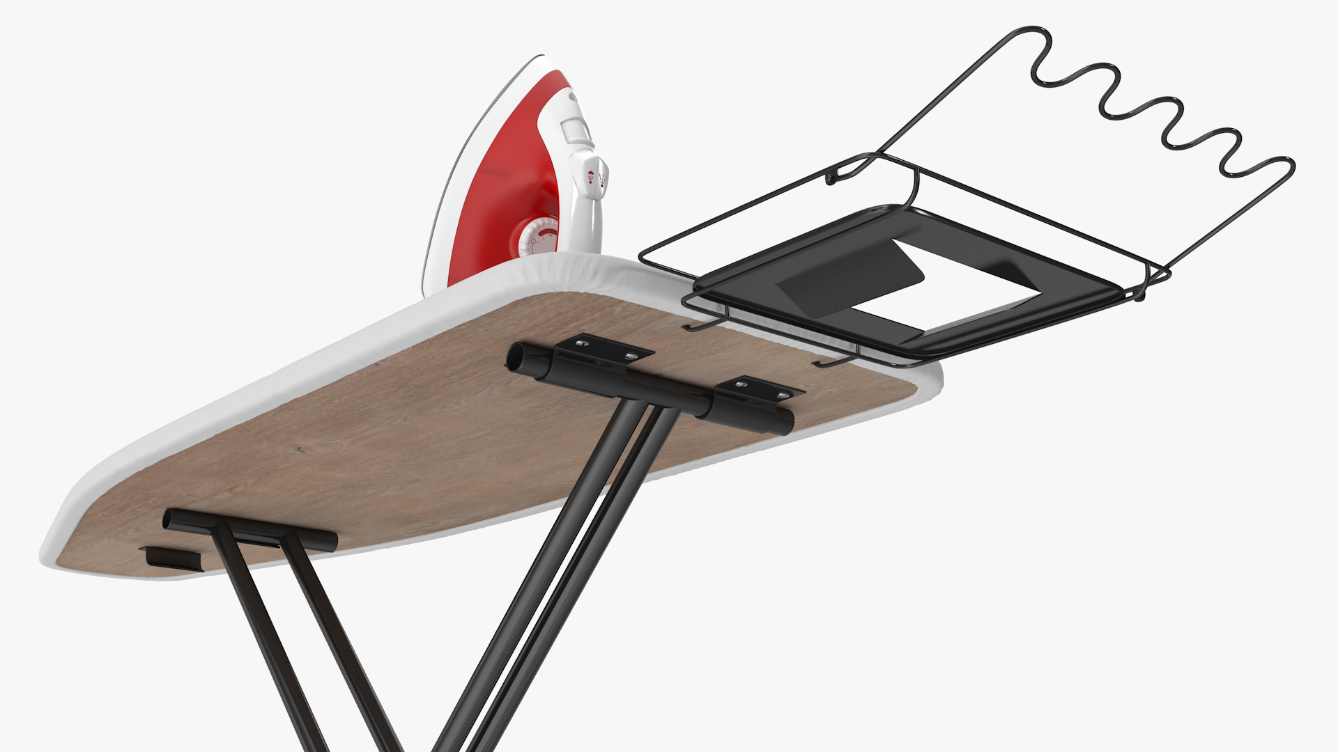 Red Electric Iron on Ironing Board 3D model