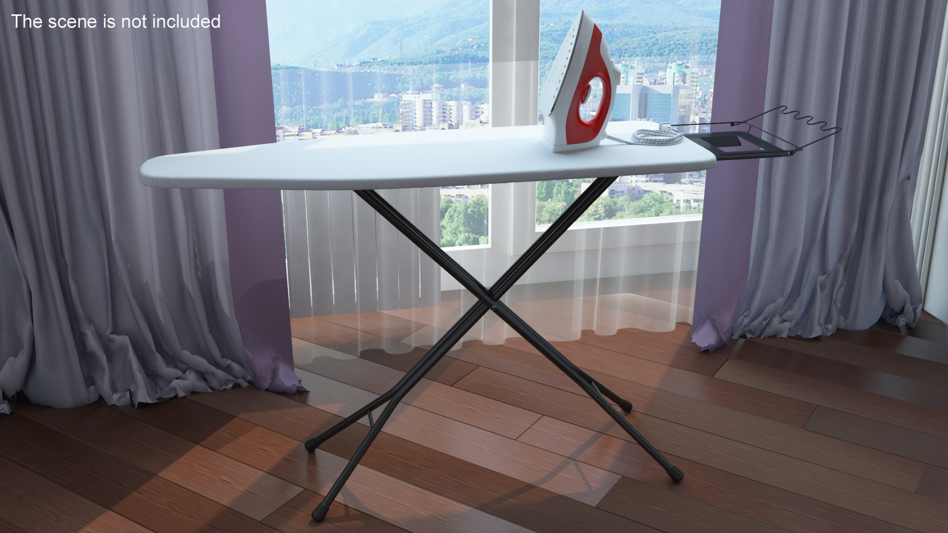 Red Electric Iron on Ironing Board 3D model