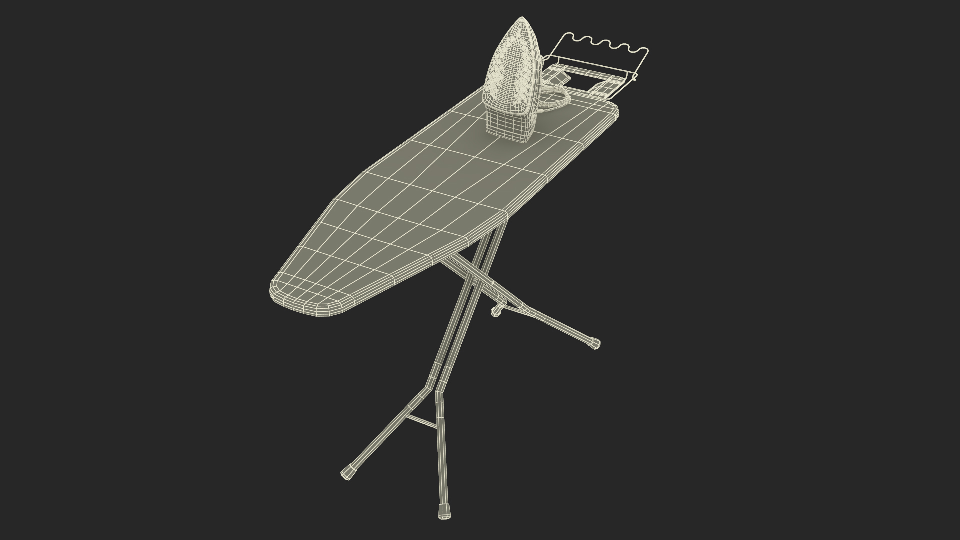 Red Electric Iron on Ironing Board 3D model