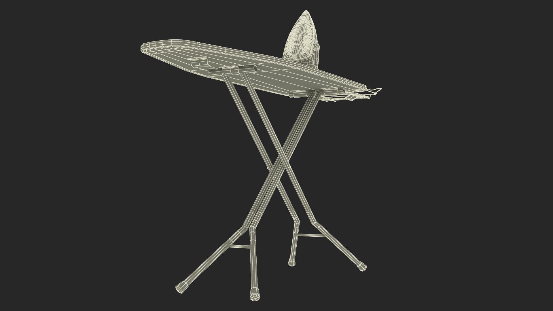 Red Electric Iron on Ironing Board 3D model