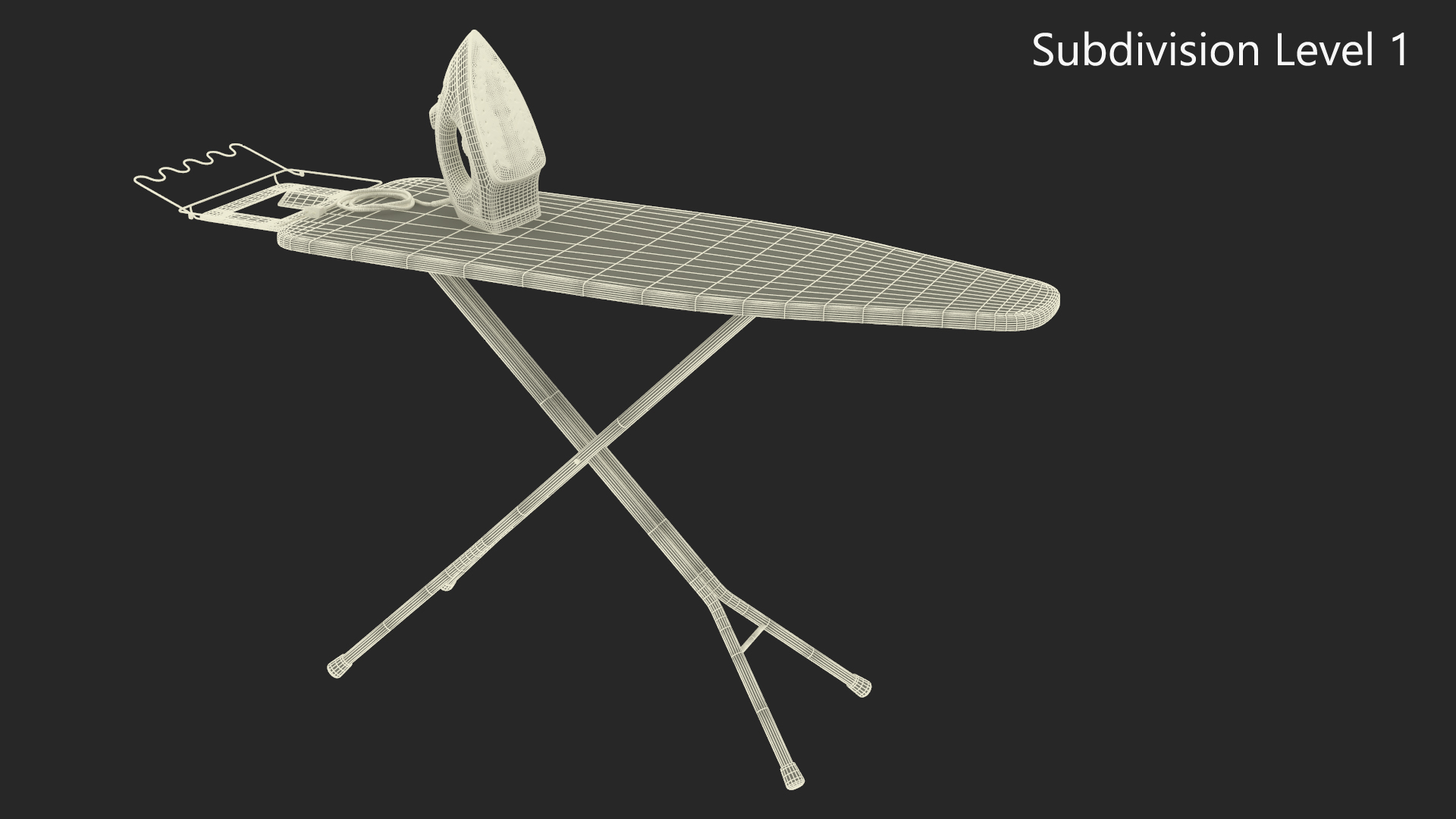 Red Electric Iron on Ironing Board 3D model
