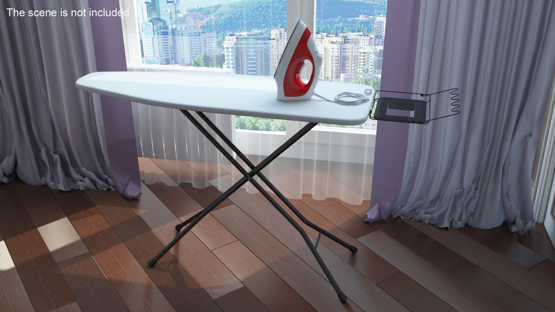 Red Electric Iron on Ironing Board 3D model