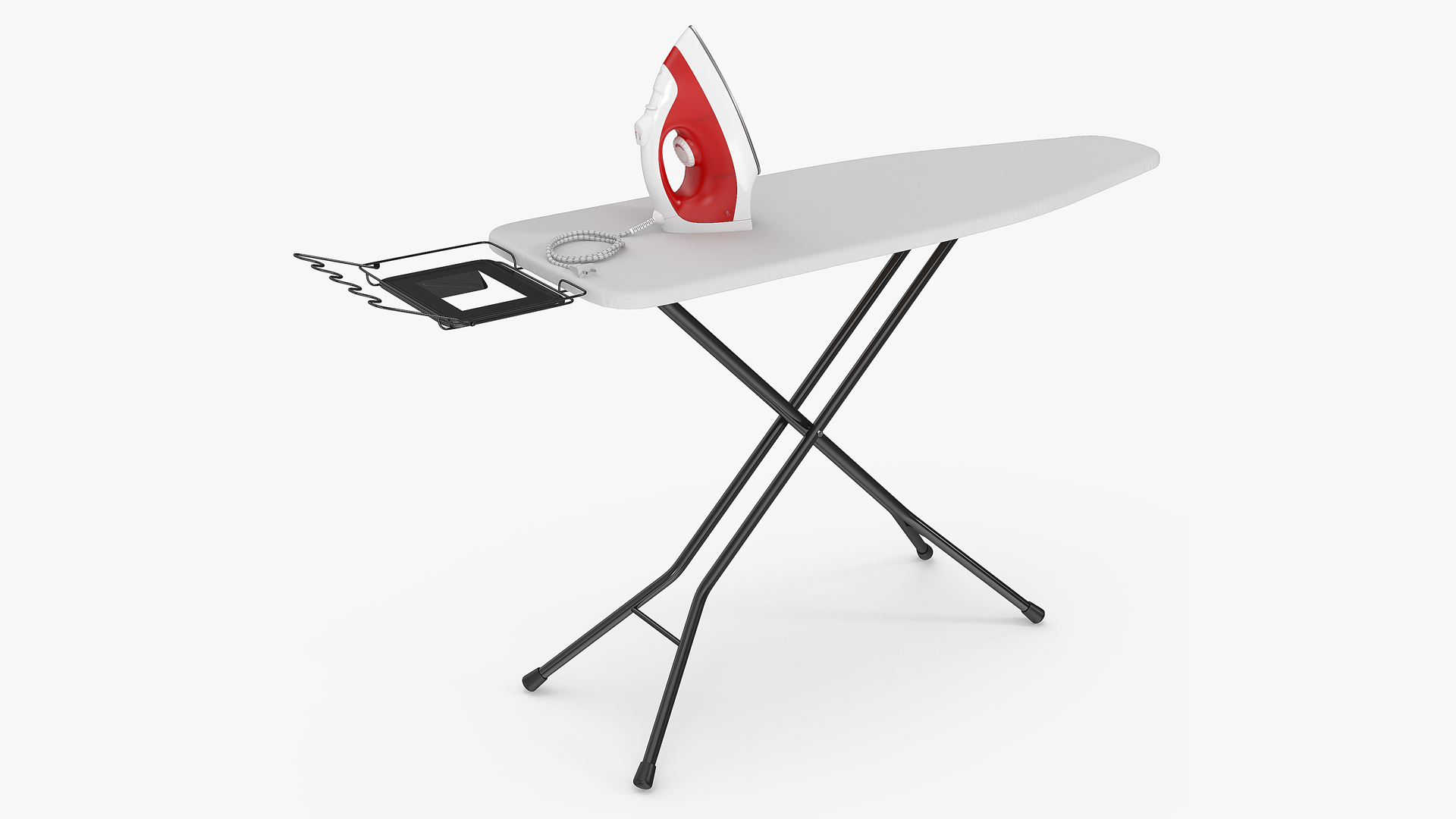 Red Electric Iron on Ironing Board 3D model