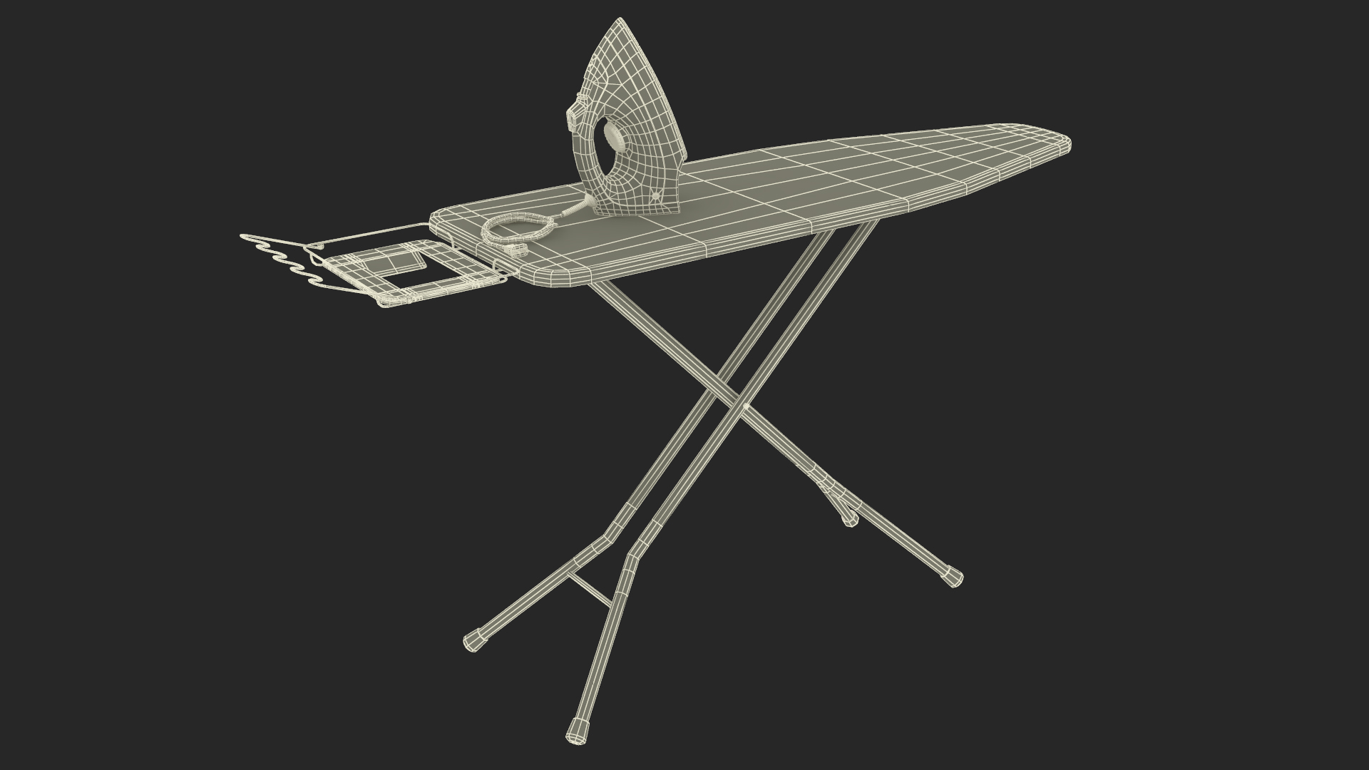 Red Electric Iron on Ironing Board 3D model