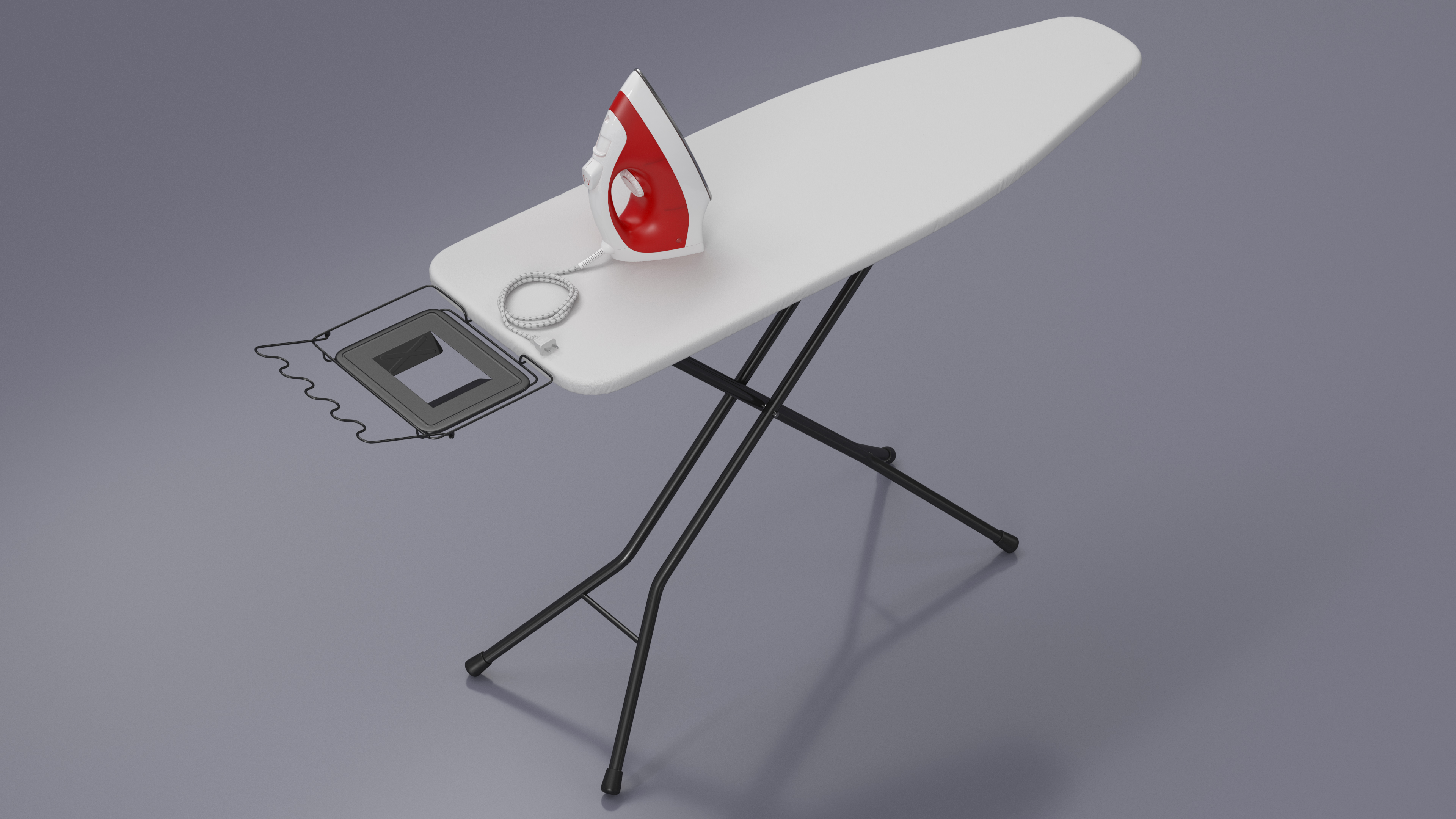 Red Electric Iron on Ironing Board 3D model