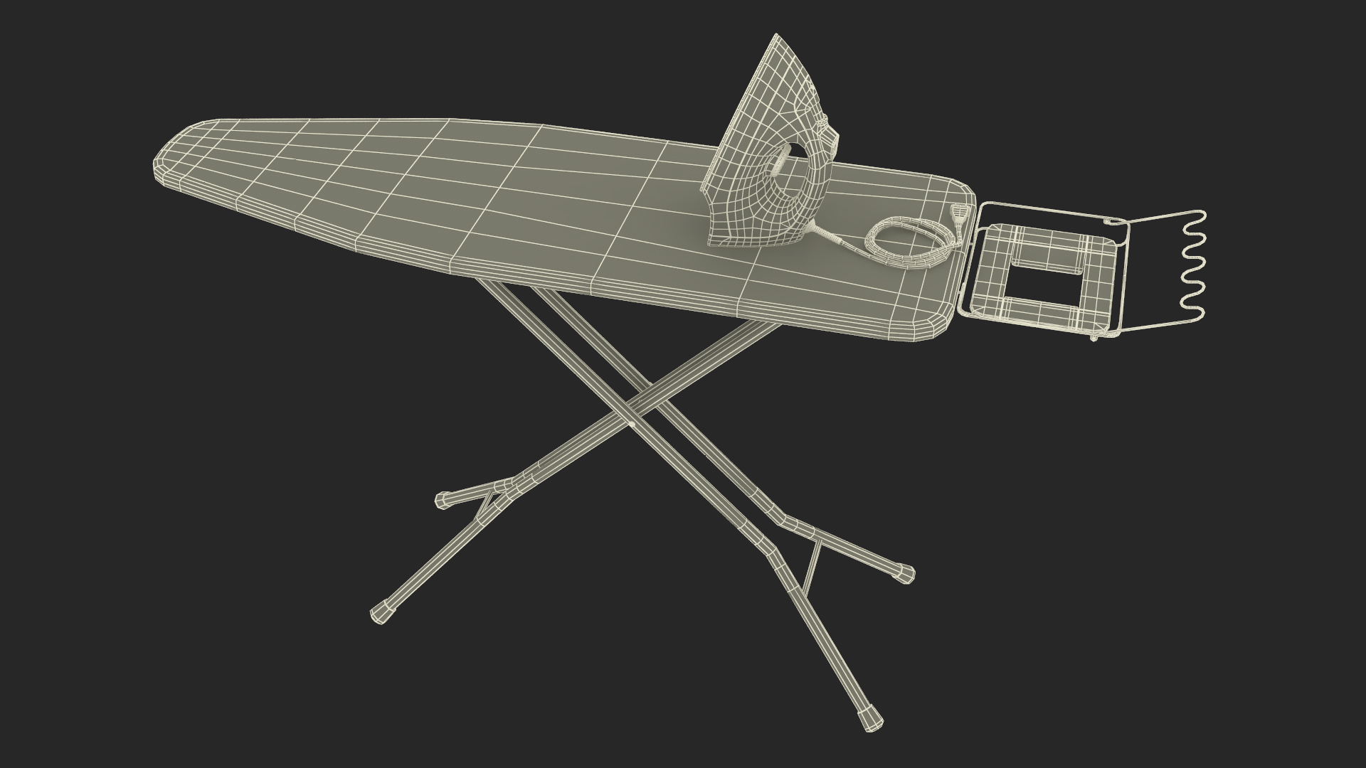Red Electric Iron on Ironing Board 3D model