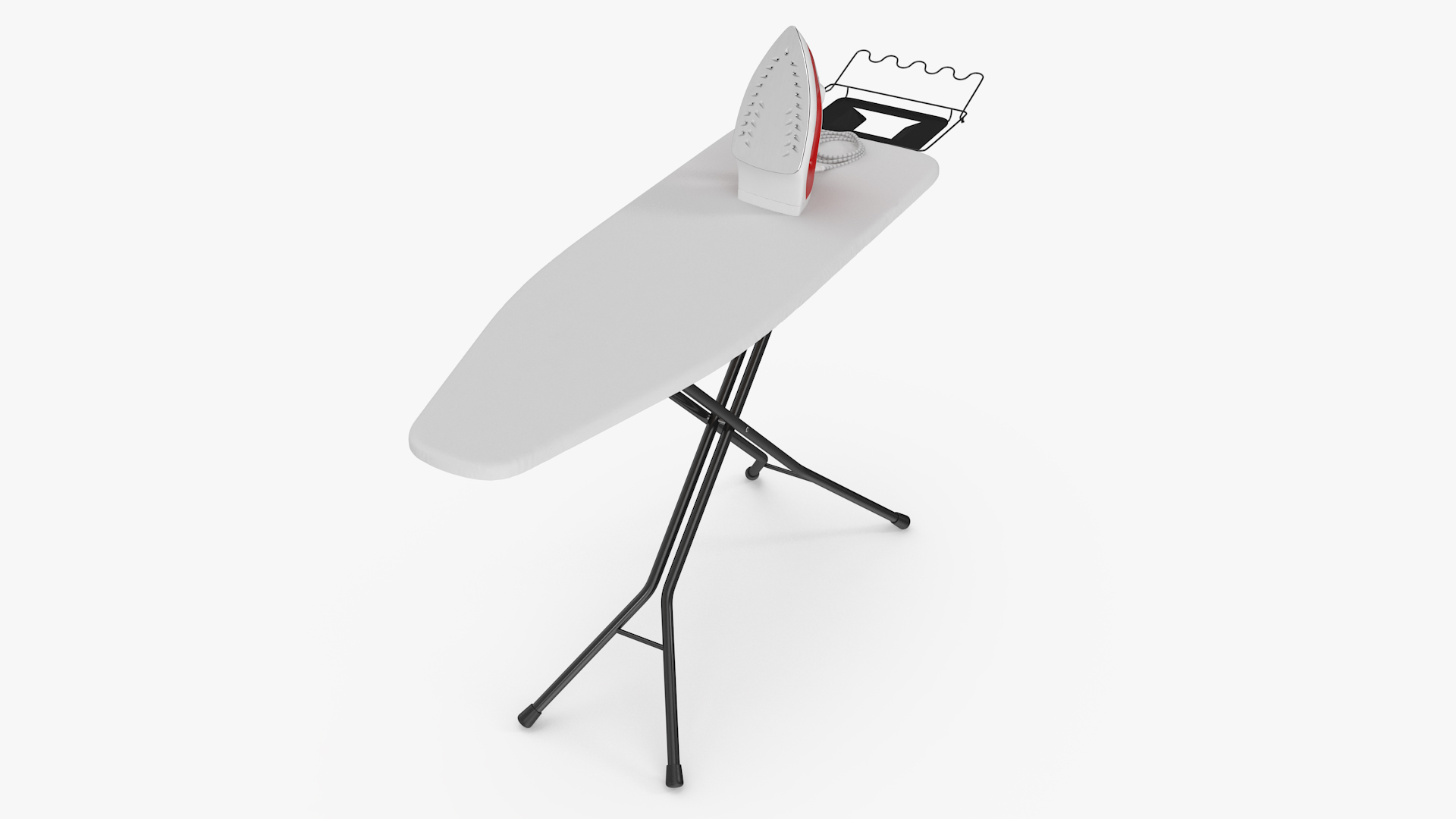 Red Electric Iron on Ironing Board 3D model