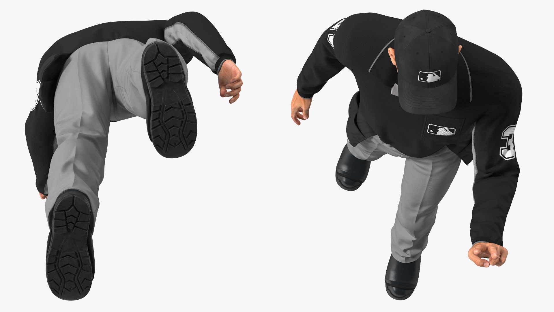 3D Baseball Umpire in Cap Showing Points Fur