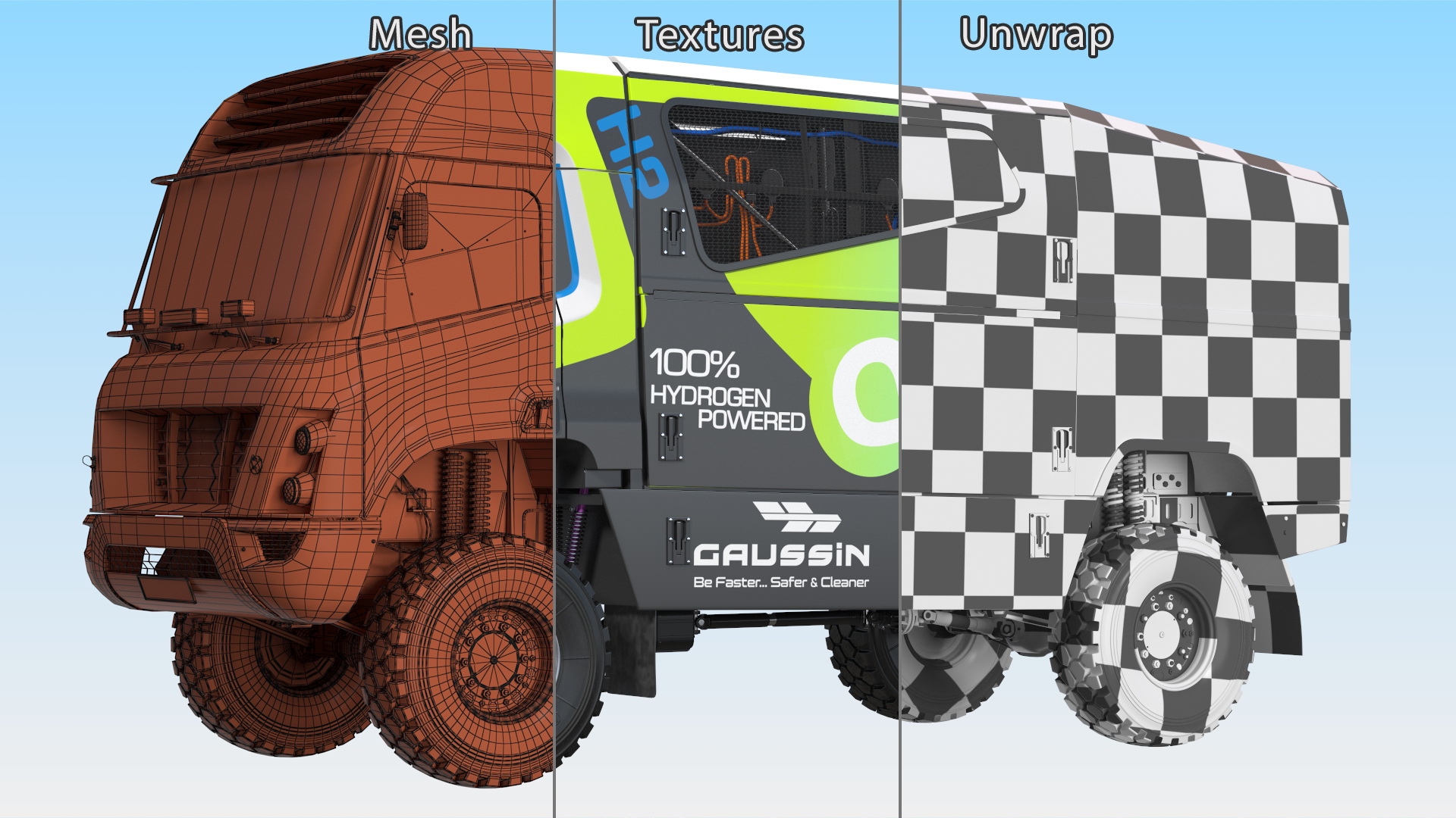 3D Racing Truck Gaussin H2 Simple Interior Rigged