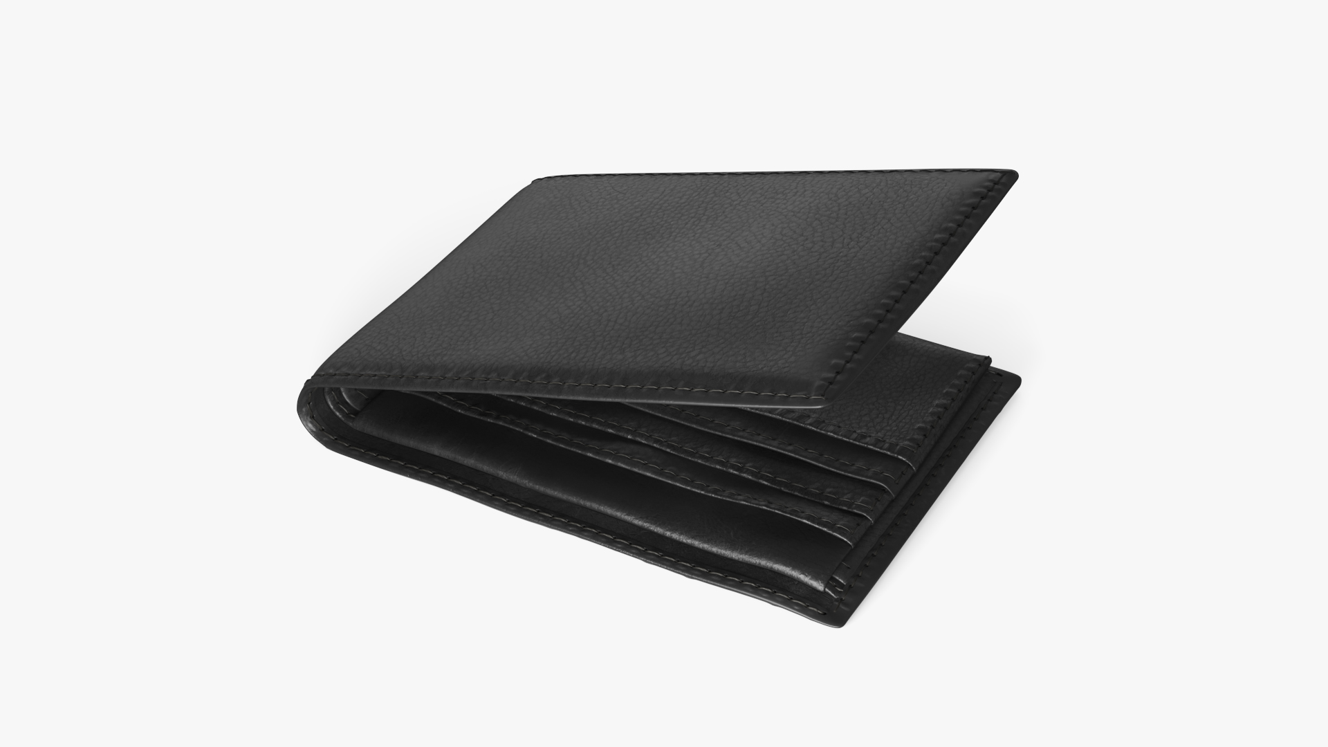 Men Leather Wallet Black 3D model
