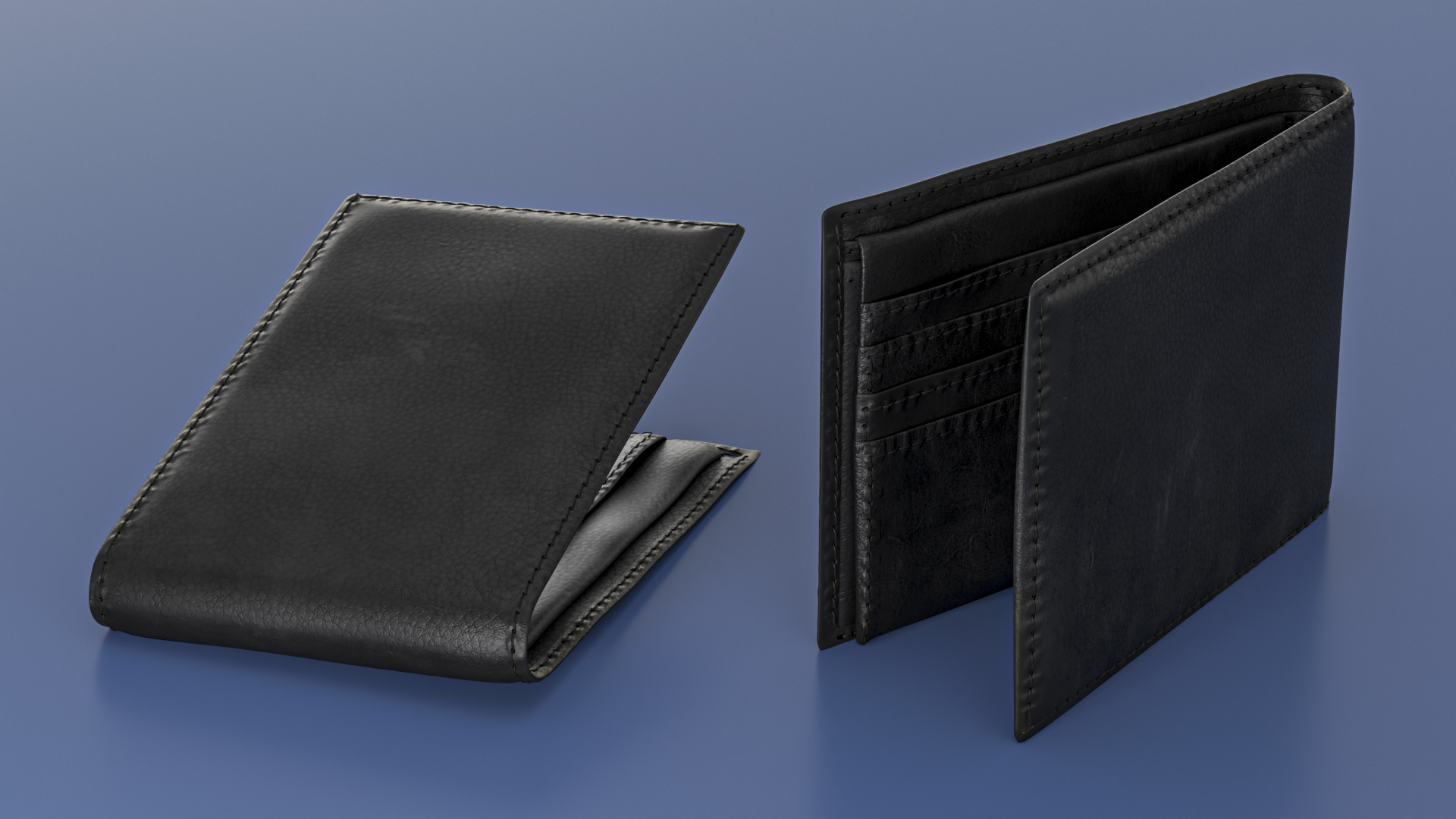 Men Leather Wallet Black 3D model
