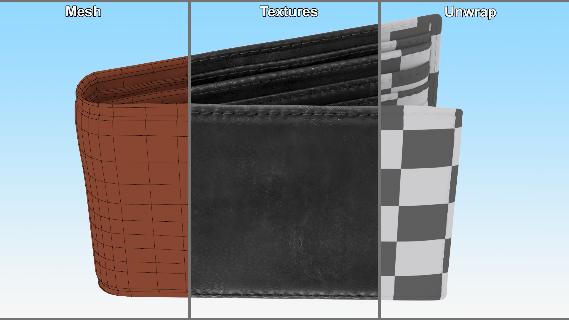 Men Leather Wallet Black 3D model