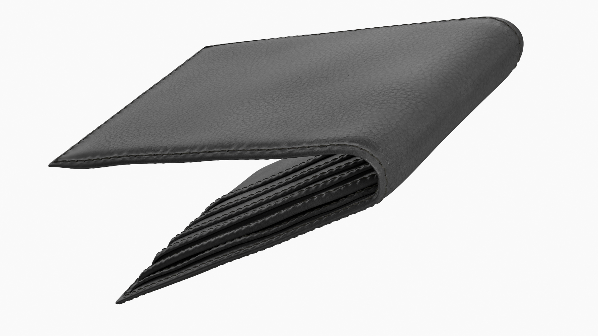 Men Leather Wallet Black 3D model