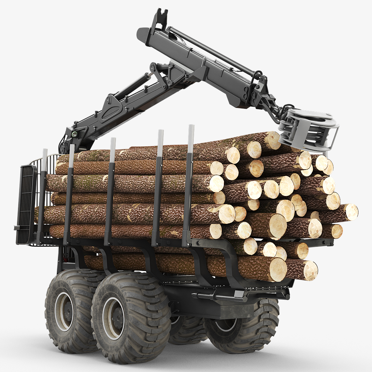 Log Loader Trailer with Timber Dirty Rigged