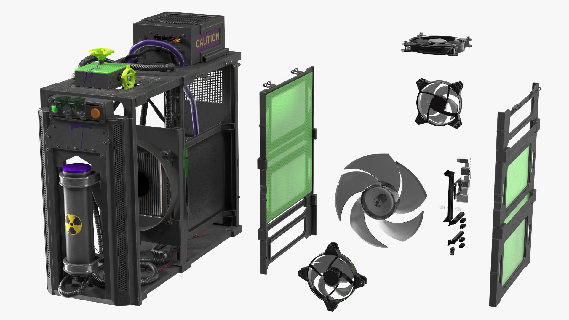 3D Cyberpunk Style Designer PC Turned Off model