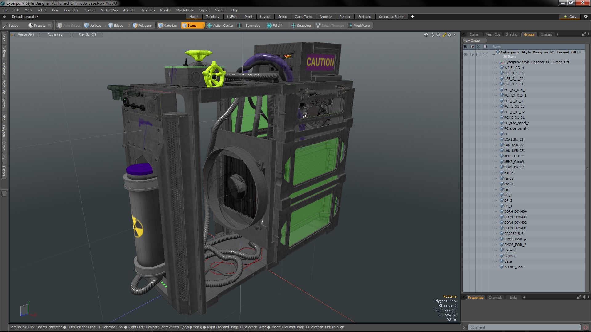 3D Cyberpunk Style Designer PC Turned Off model