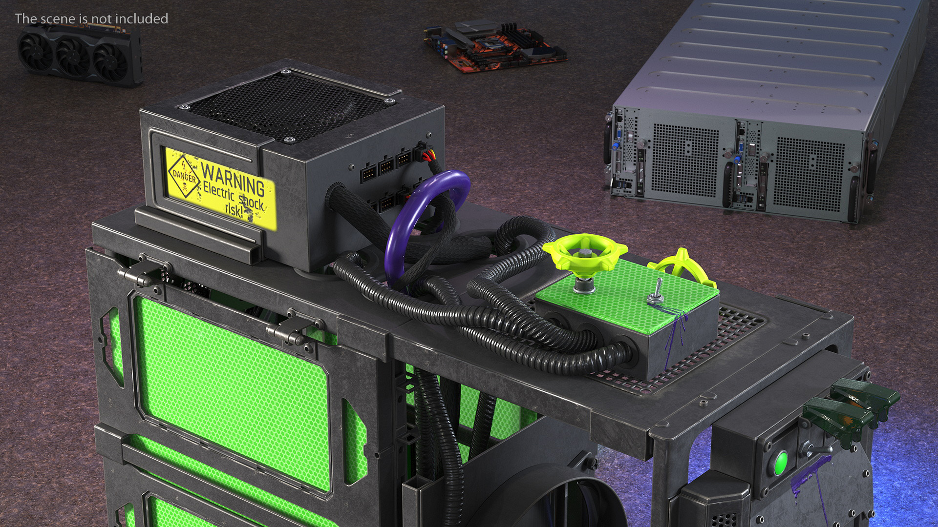 3D Cyberpunk Style Designer PC Turned Off model