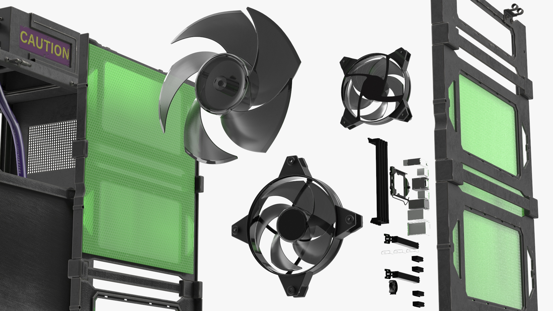 3D Cyberpunk Style Designer PC Turned Off model