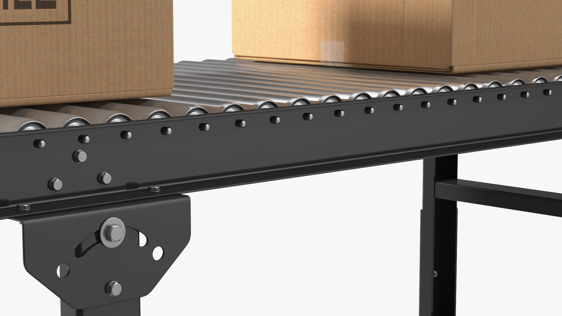 3D Conveyor Roller with Cardboard Boxes