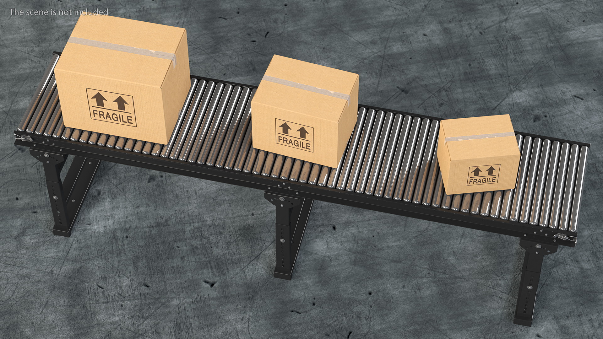 3D Conveyor Roller with Cardboard Boxes