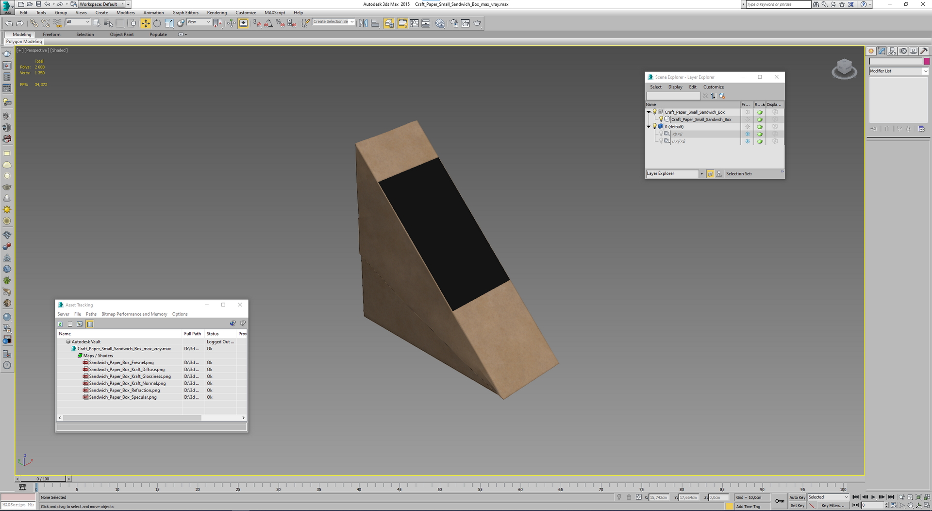 3D model Craft Paper Small Sandwich Box