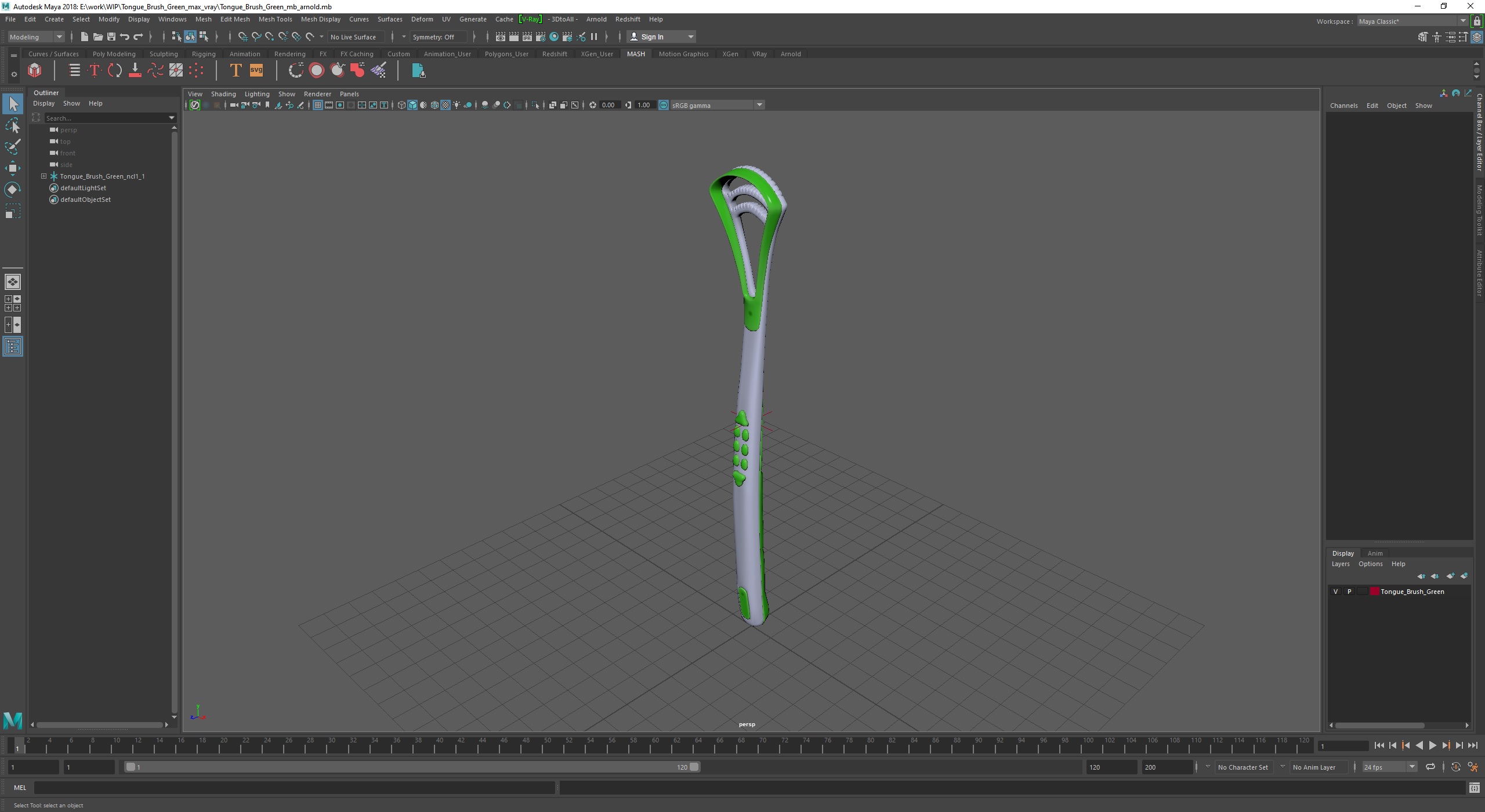 3D Tongue Brush Green model