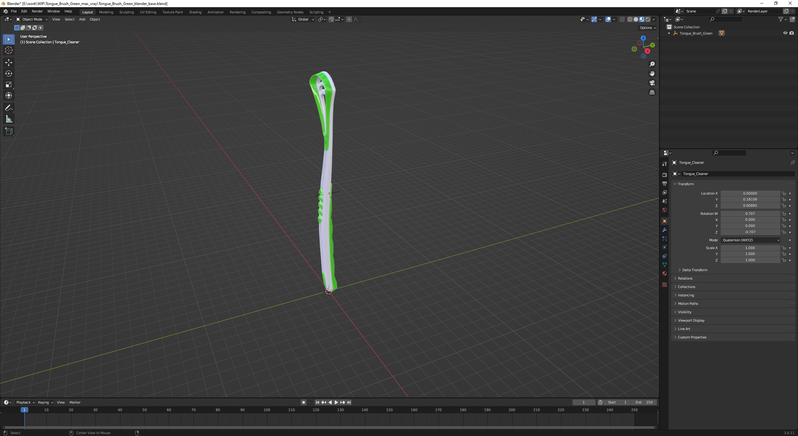 3D Tongue Brush Green model