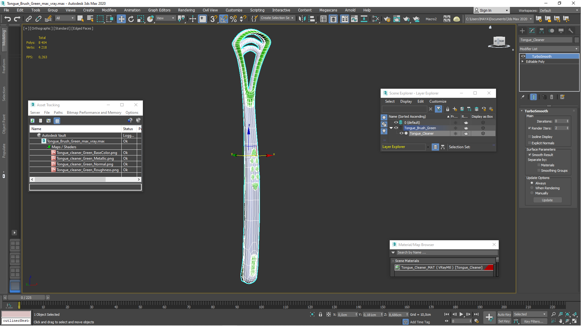 3D Tongue Brush Green model